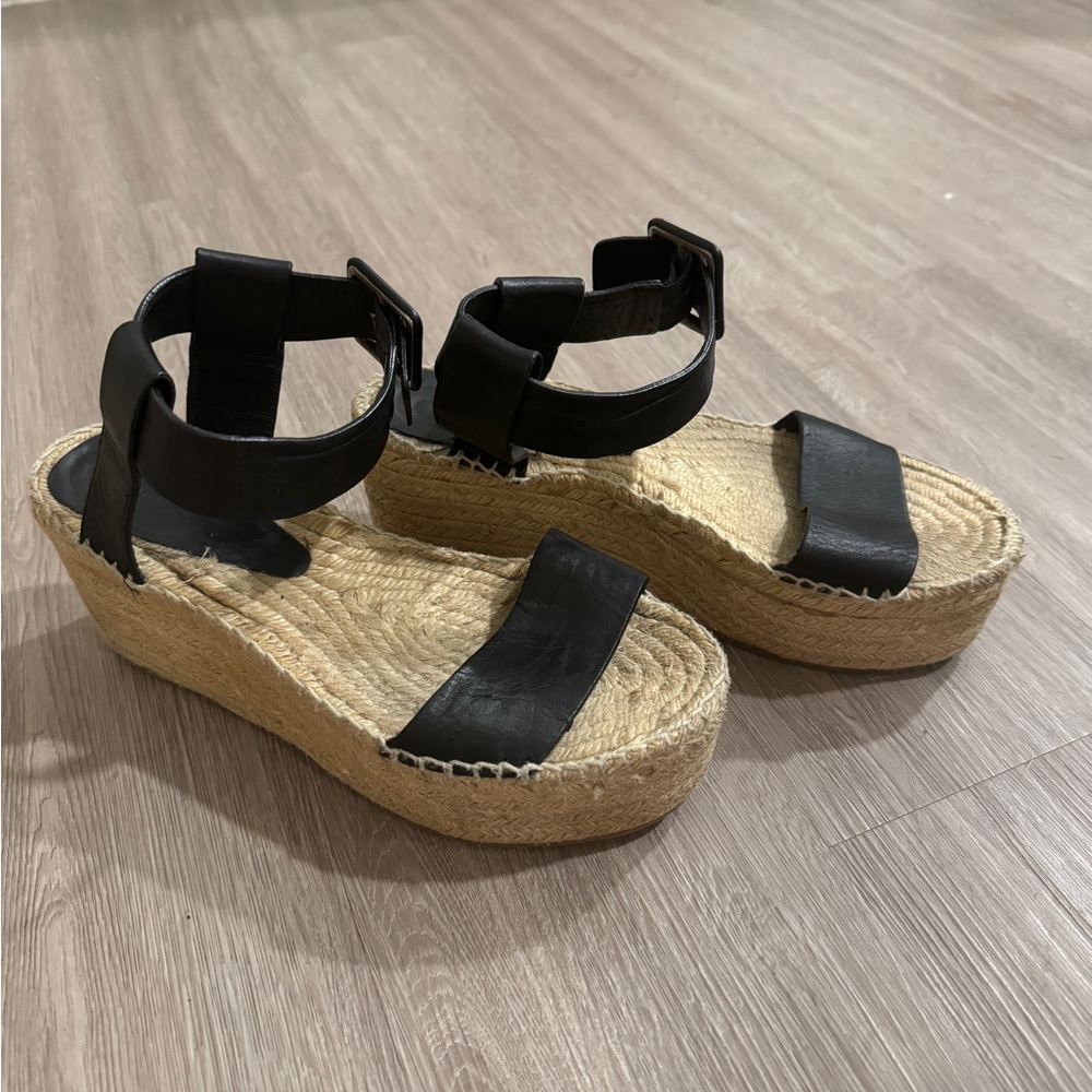 VINCE Platform Espadrille Sandals Black Size 8